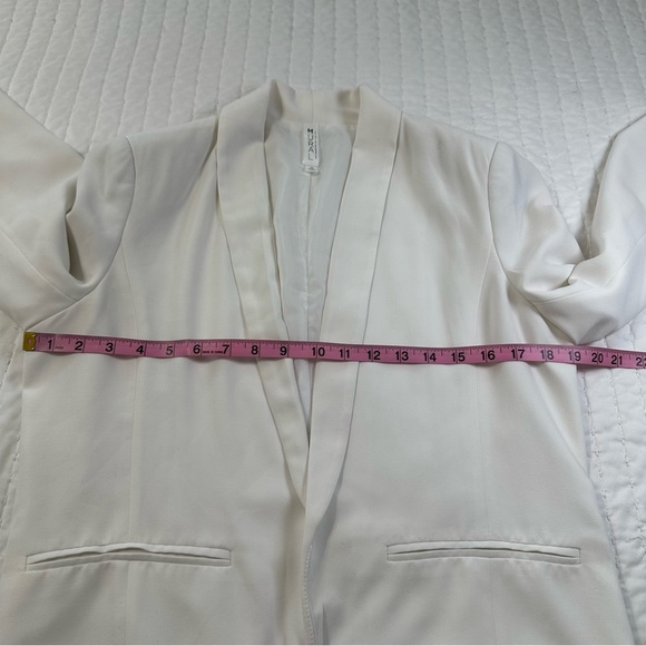 Mural Curve Open Front Shawl Collar Elegant Ivory Blazer - Picture 4 of 12